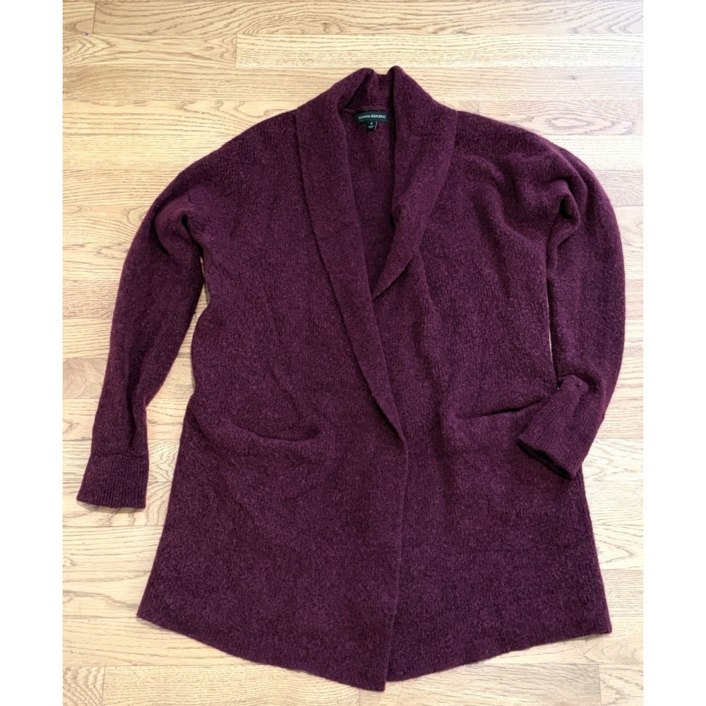 Banana Republic Merino Alpaca Blend Shawl Collar Cardigan Burgundy Small